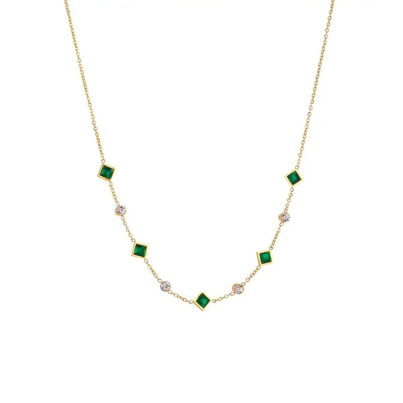 Gold Emerald Geometric Station Necklace by Harrison & James - necklace product image 3