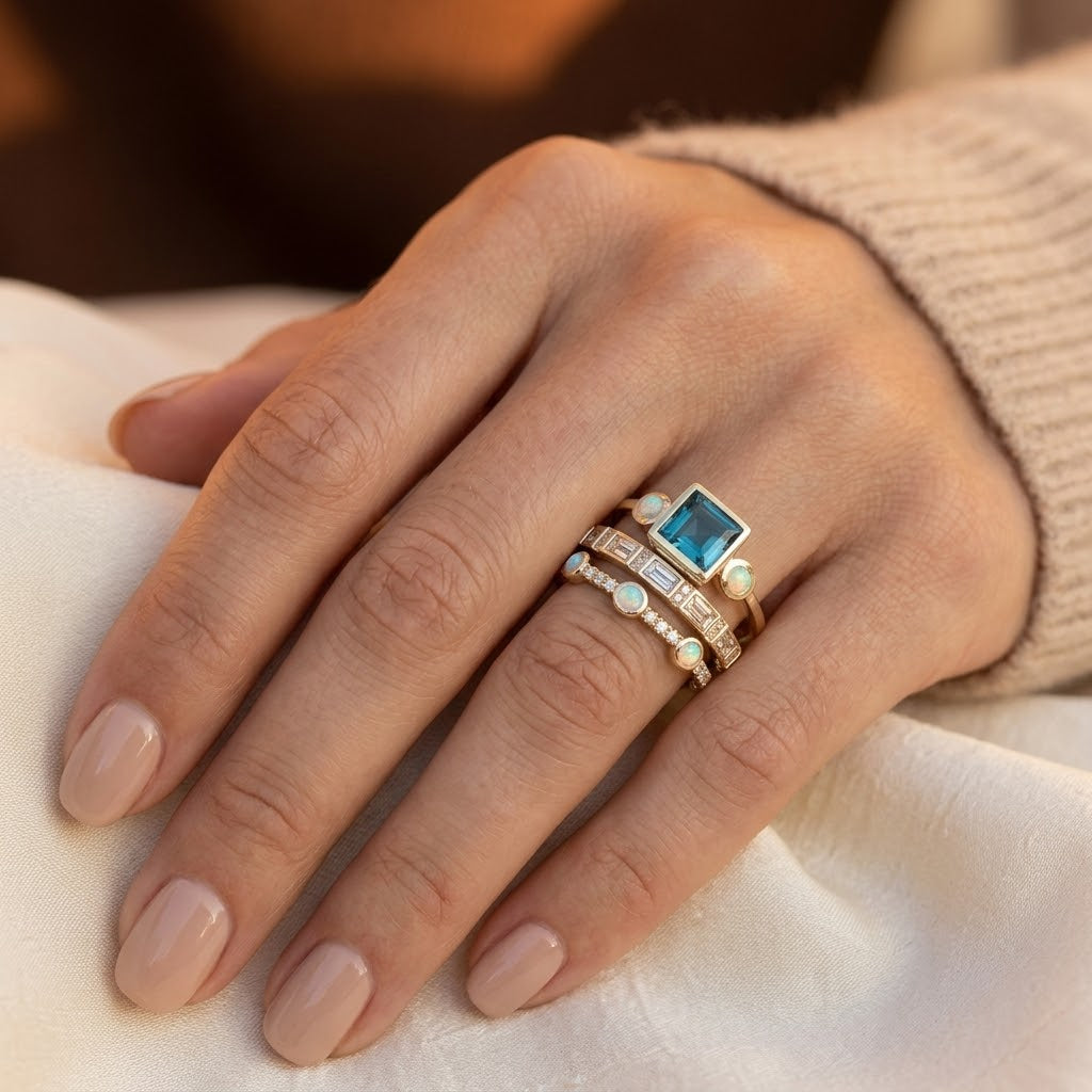 Gold Stacked Geometric Ring Set by Harrison & James - ring product image 2
