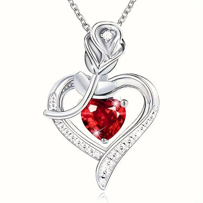 Silver Ruby Heart Pendant Necklace by Harrison & James - necklace product image 5
