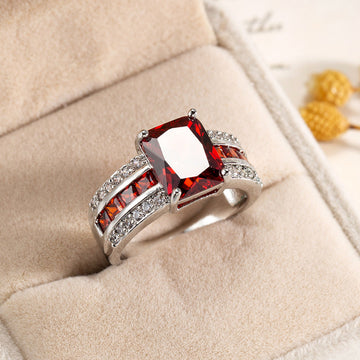 Silver Ruby Split-Shank Ring by Harrison & James - ring product image 1