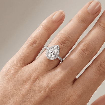 PEAR ZIRCONIA SILVER HALO RING by Harrison & James - ring product image 2