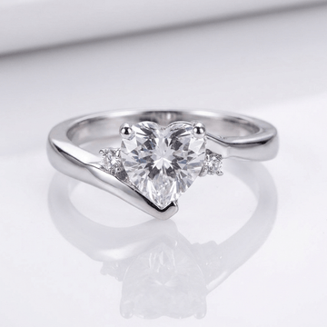 HEART ZIRCONIA SILVER BYPASS RING by Harrison & James - ring product image 1