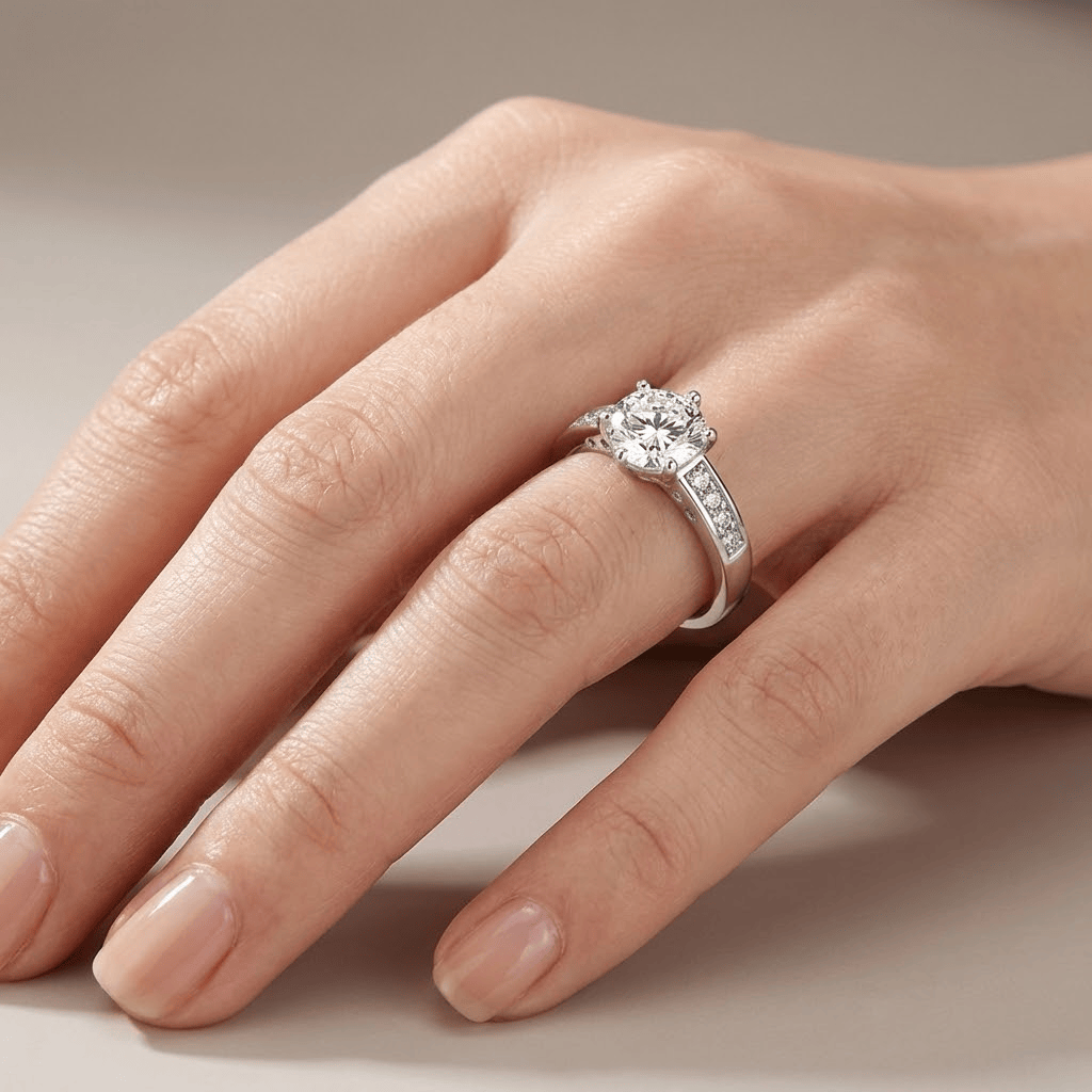SILVER ROUND DIAMOND CLASSIC RING by Harrison & James - ring product image 2