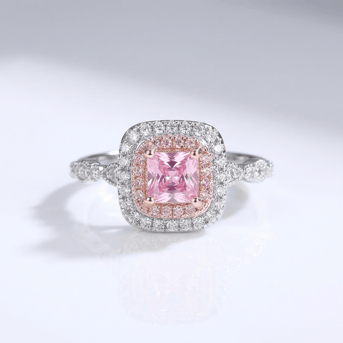 PINK CUSHION ZIRCONIA HALO RING by Harrison & James - ring product image 1