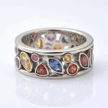 SILVER MULTI STONE RAINBOW RING by Harrison & James - ring product image 1