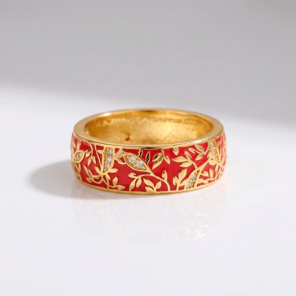 GOLD VINTAGE LEAF BAND RING by Harrison & James - ring product image 3