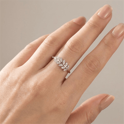 SILVER FEATHER ZIRCONIA RING - (ADJUSTABLE) by Harrison & James - ring product image 2