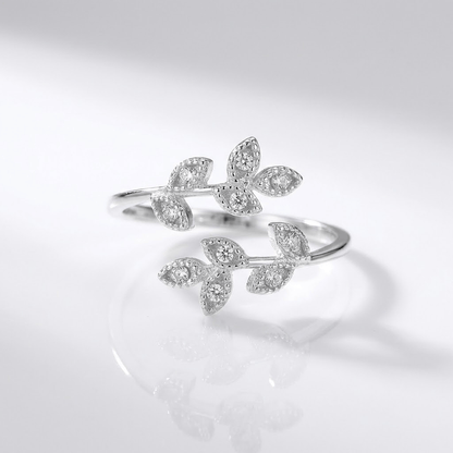 SILVER ZIRCONIA LEAF WRAP - (ADJUSTABLE) by Harrison & James - jewelry product image 1