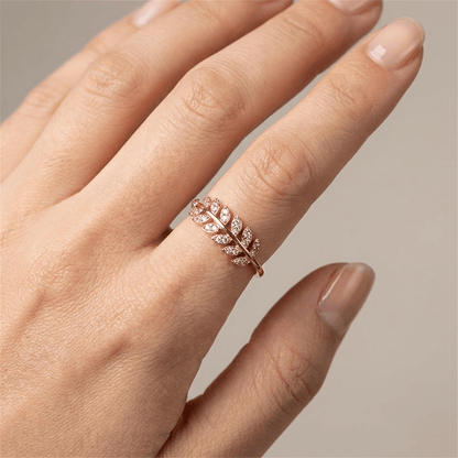 SILVER FEATHER ZIRCONIA RING - (ADJUSTABLE) by Harrison & James - ring product image 6