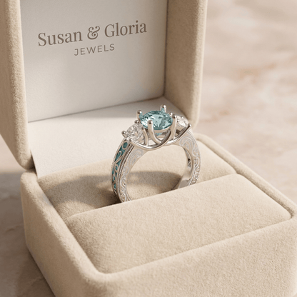 SILVER GEMSTONE OVAL HALO RING by Harrison & James - ring product image 3