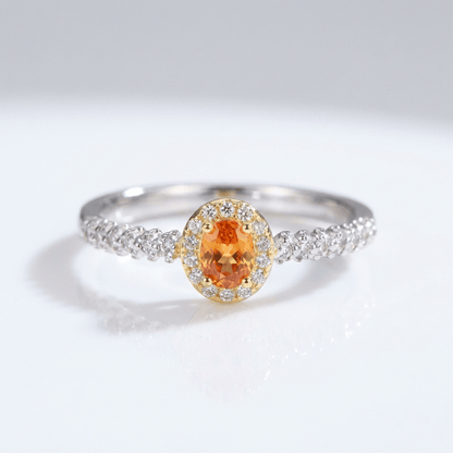 SILVER ORANGE TOPAZ HALO RING - (ADJUSTABLE) by Harrison & James - ring product image 1