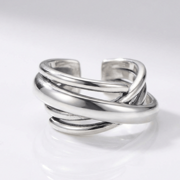 SILVER STACKED ZIRCONIA RING - (ADJUSTABLE) by Harrison & James - ring product image 1