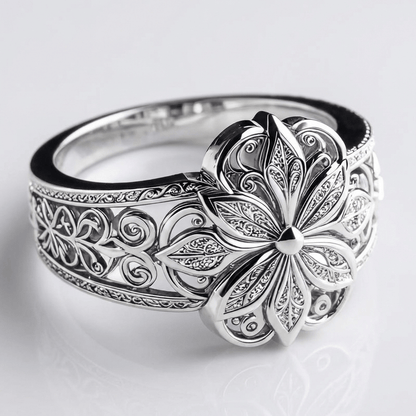 SILVER FLOWER ZIRCONIA RING by Harrison & James - ring product image 1