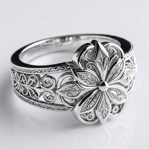 SILVER FLOWER ZIRCONIA RING by Harrison & James - ring product image 1