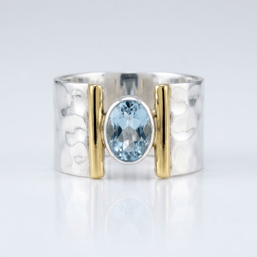 SILVER GOLD TOPAZ MODERN RING by Harrison & James - ring product image 1