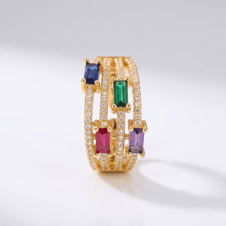 GOLD COLORFUL GEMSTONE RING - (ADJUSTABLE) by Harrison & James - ring product image 1