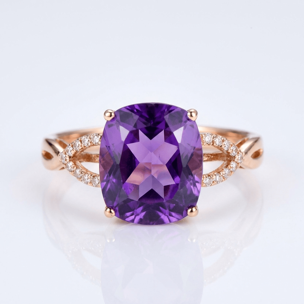 ROSE GOLD AMETHYST CUSHION RING - (ADJUSTABLE) by Harrison & James - ring product image 1