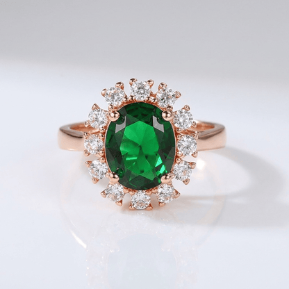 ROSE GOLD EMERALD DIAMOND HALO RING - (ADJUSTABLE) by Harrison & James - ring product image 1
