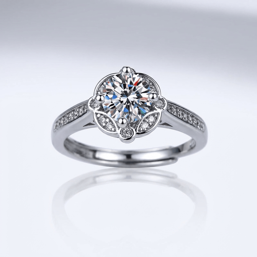 SILVER DIAMOND BLOOM RING - (ADJUSTABLE) by Harrison & James - ring product image 1