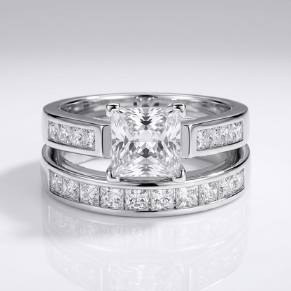 SILVER SQUARE ZIRCONIA HALO RING by Harrison & James - ring product image 3