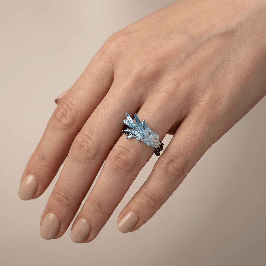 BLUE CRYSTAL WHISPER RING - (ADJUSTABLE) by Harrison & James - ring product image 2