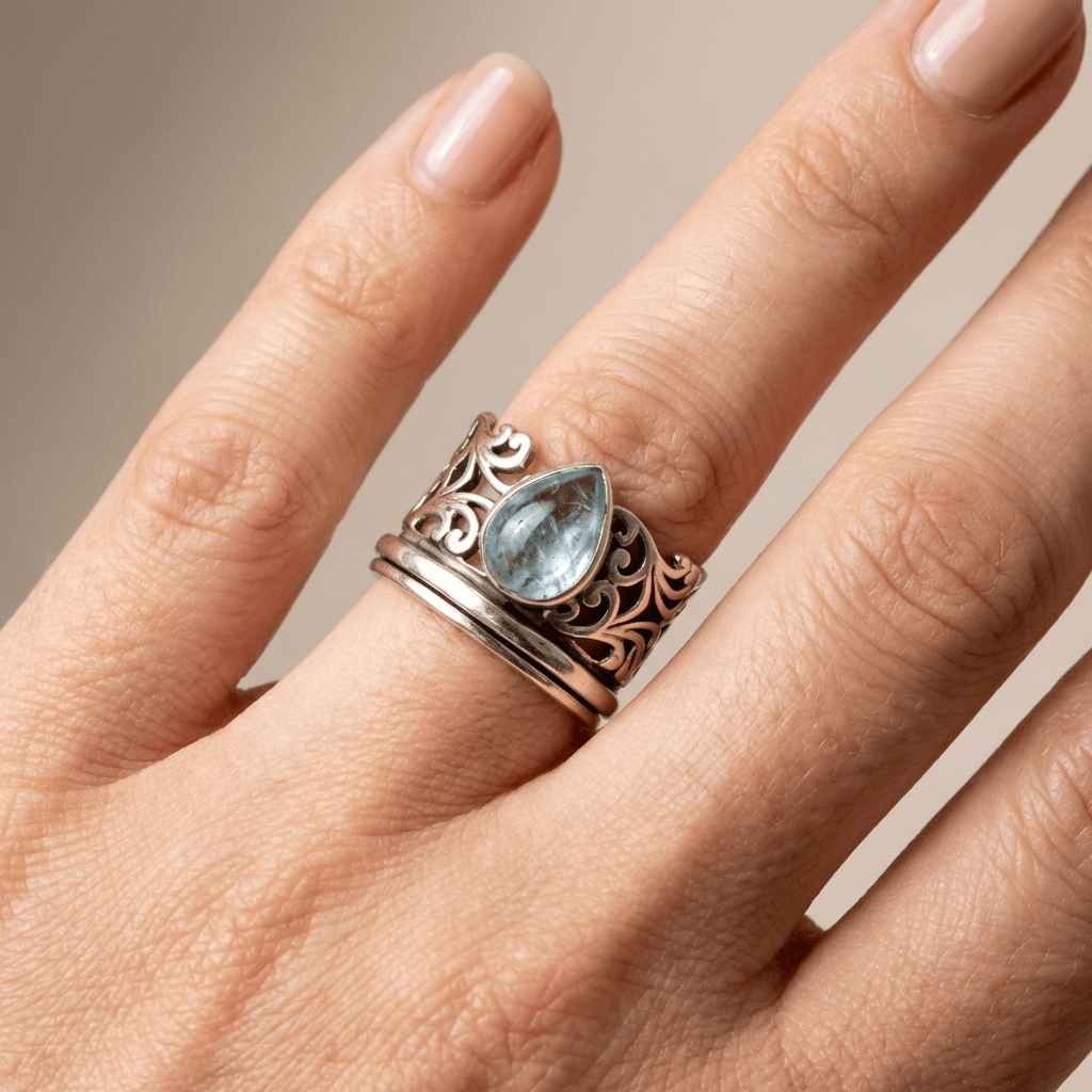 SILVER LABRADORITE VINTAGE RING by Harrison & James - ring product image 2