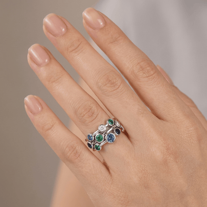 SILVER COLORFUL GEMSTONE RING by Harrison & James - ring product image 2