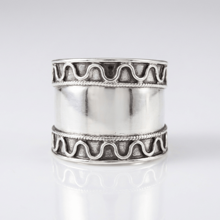 SILVER SHELL STRIPE RING by Harrison & James - ring product image 1