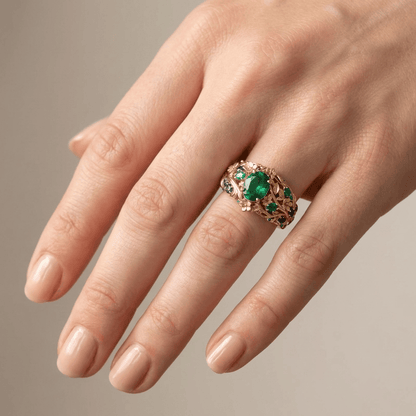GOLD EMERALD SAPPHIRE VINTAGE RING by Harrison & James - ring product image 2