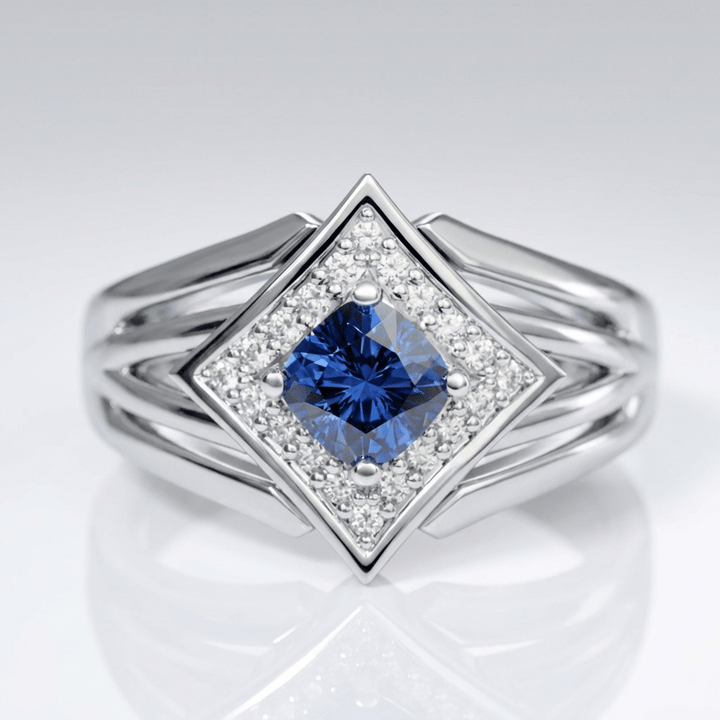 SILVER SAPPHIRE STAR RING by Harrison & James - ring product image 1