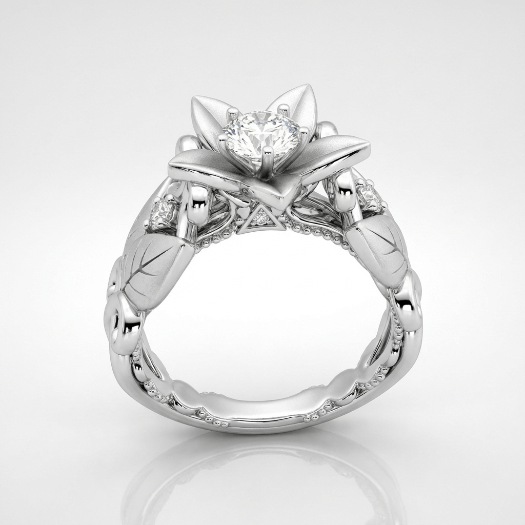 SILVER ZIRCONIA PETAL CROWN RING by Harrison & James - ring product image 1
