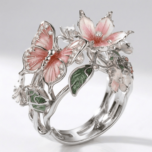 SILVER BUTTERFLY DREAMER RING - (ADJUSTABLE) by Harrison & James - ring product image 1