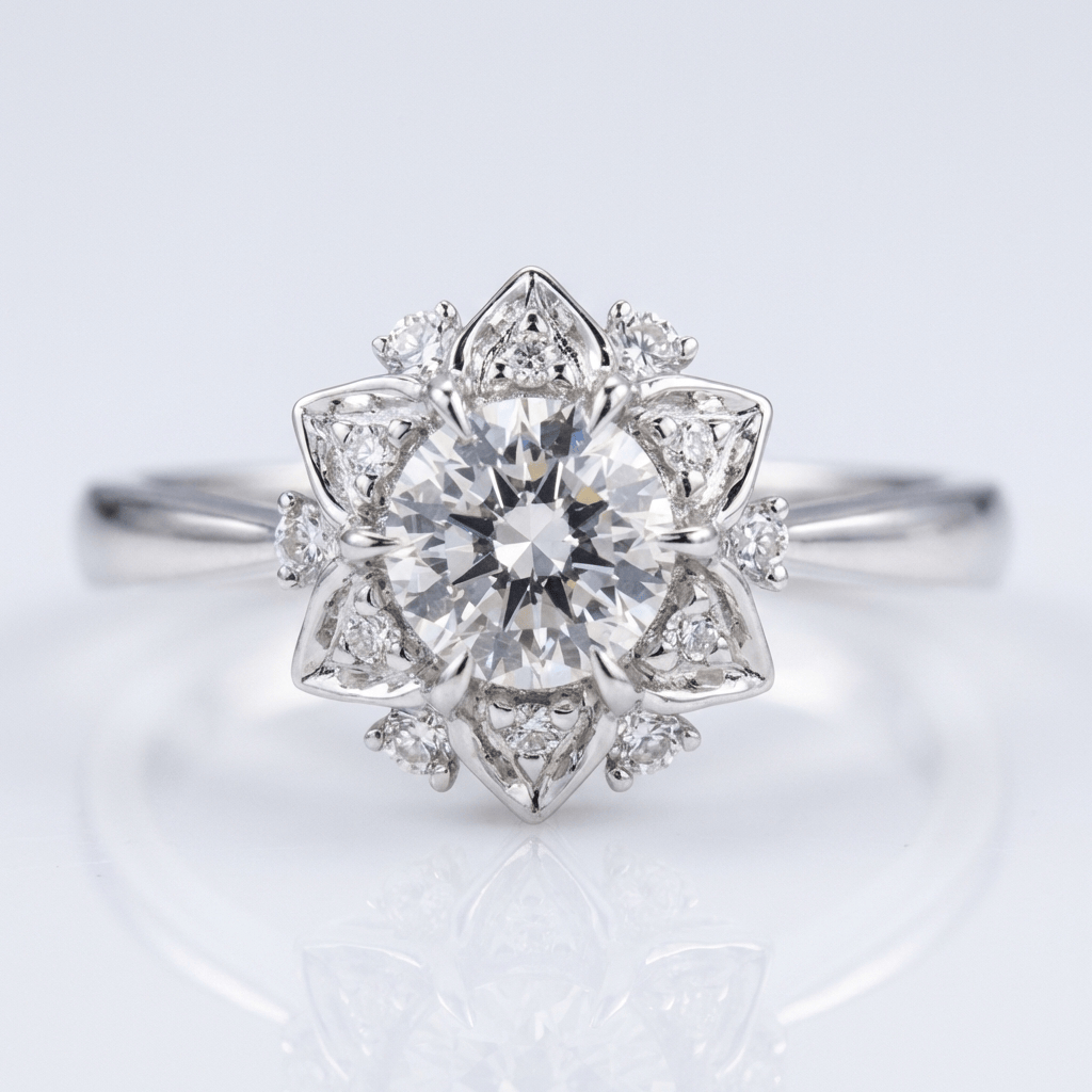 SILVER ZIRCONIA LOTUS LIGHT RING by Harrison & James - ring product image 1