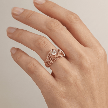 ZIRCONIA ROSE CARVED VINTAGE RING by Harrison & James - ring product image 2