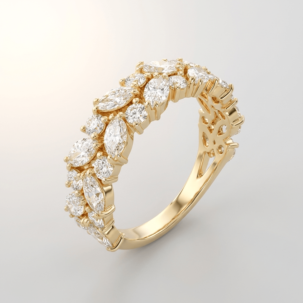 GOLD MARQUISE ZIRCONIA CASCADE RING by Harrison & James - ring product image 1