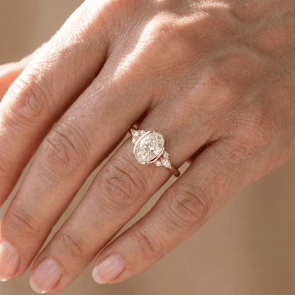GOLD OVAL ZIRCONIA PEAR TRIO RING - (ADJUSTABLE) by Harrison & James - ring product image 2
