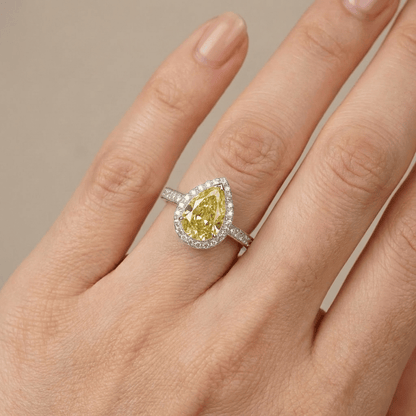 YELLOW PEAR DIAMOND HALO RING by Harrison & James - ring product image 2