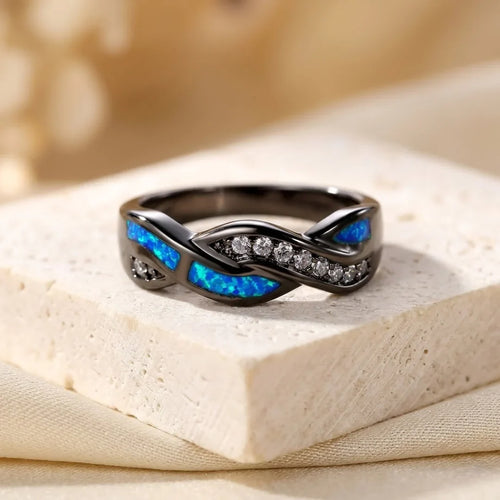 Silver Twisted Inlay Ring by Harrison & James - ring product image 1