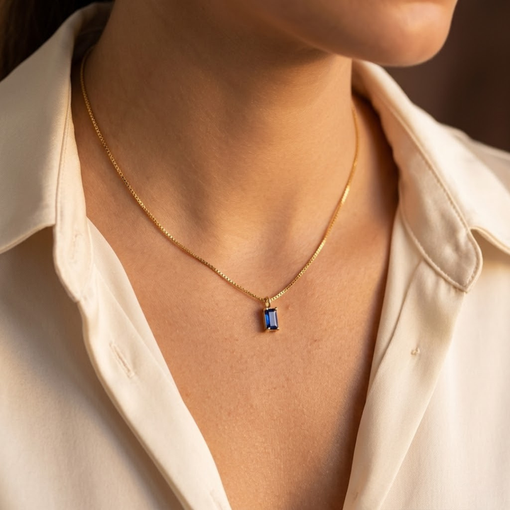 Gold Sapphire Minimalist Necklace by Harrison & James - necklace product image 1