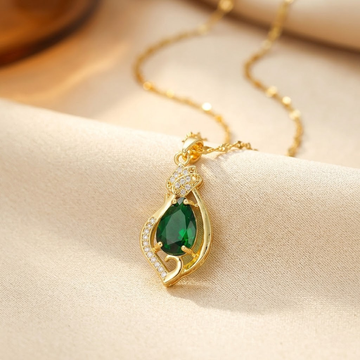 Gold Emerald Teardrop Pendant Necklace by Harrison & James - necklace product image 1