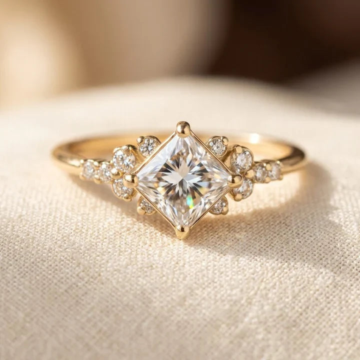 Gold Square Solitaire Ring by Harrison & James - ring product image 1