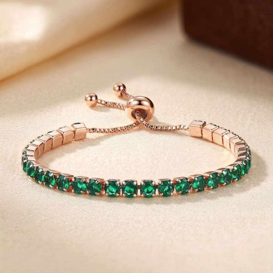 Gold Emerald Adjustable Tennis Bracelet by Harrison & James - bracelet product image 1
