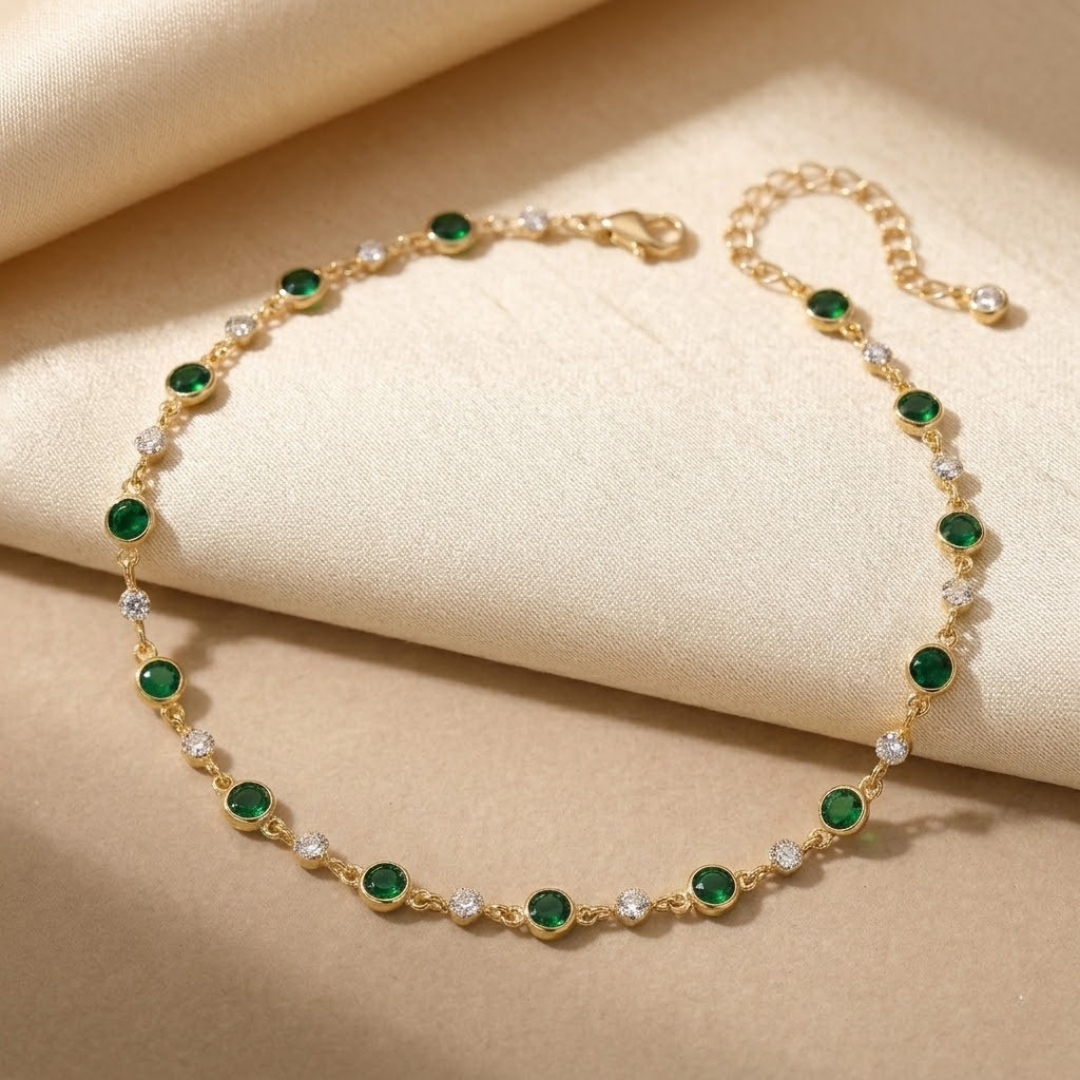 Gold Emerald Station Necklace by Harrison & James - necklace product image 1