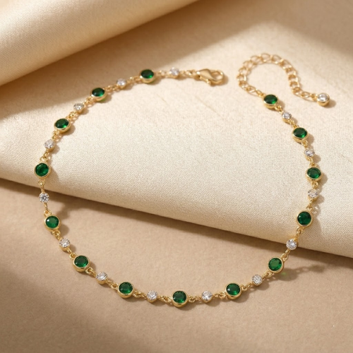 Gold Emerald Station Necklace by Harrison & James - necklace product image 1