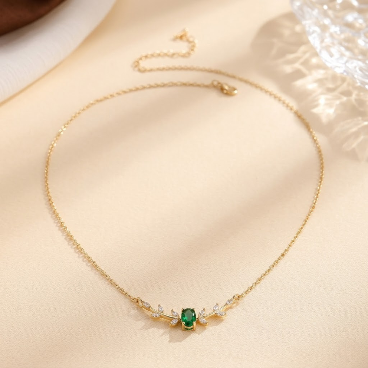 Gold Emerald Minimalist Necklace by Harrison & James - necklace product image 1