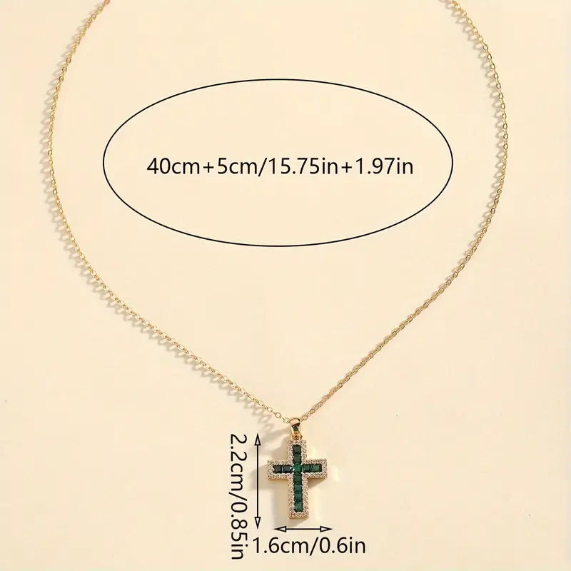 Solene Emerald Cross Pendant Necklace | Gold by Harrison & James - necklace product image 4