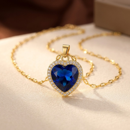 Gold Sapphire Heart Necklace by Harrison & James - necklace product image 2