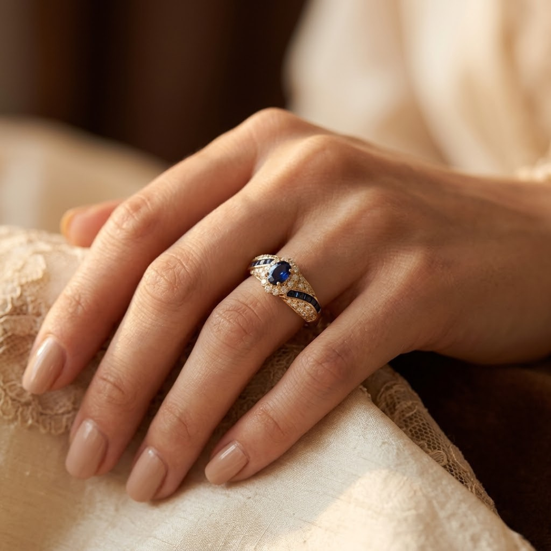 Gold Sapphire Band Ring by Harrison & James - ring product image 2