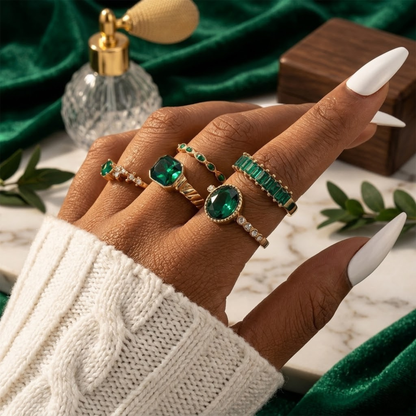 Gold Emerald Ring Set by Harrison & James - ring product image 2
