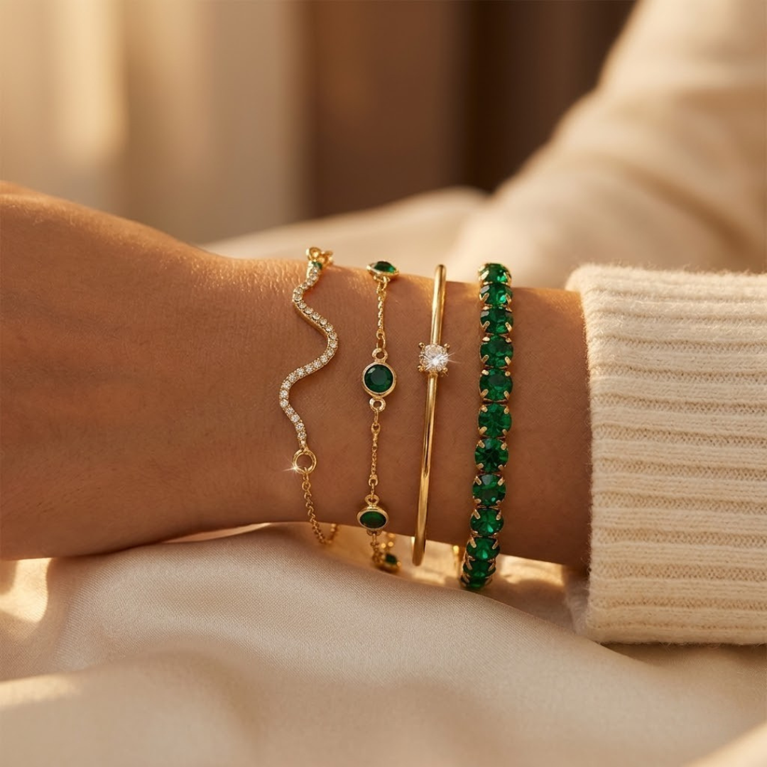 Gold Emerald Bracelet Set by Harrison & James - bracelet product image 2